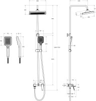 Душевая стойка Cezares Liner CVD-GM со смесителем и изливом, оружейная сталь