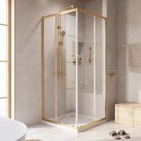 Душевой уголок Cezares Relax RELAX-304-A-2-80-C-BORO 80x80, профиль брашированное золото