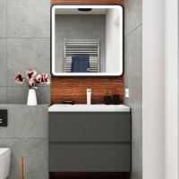 Мебель для ванной комнаты Art&Max Bianchi 75, подвесная, серая матовая