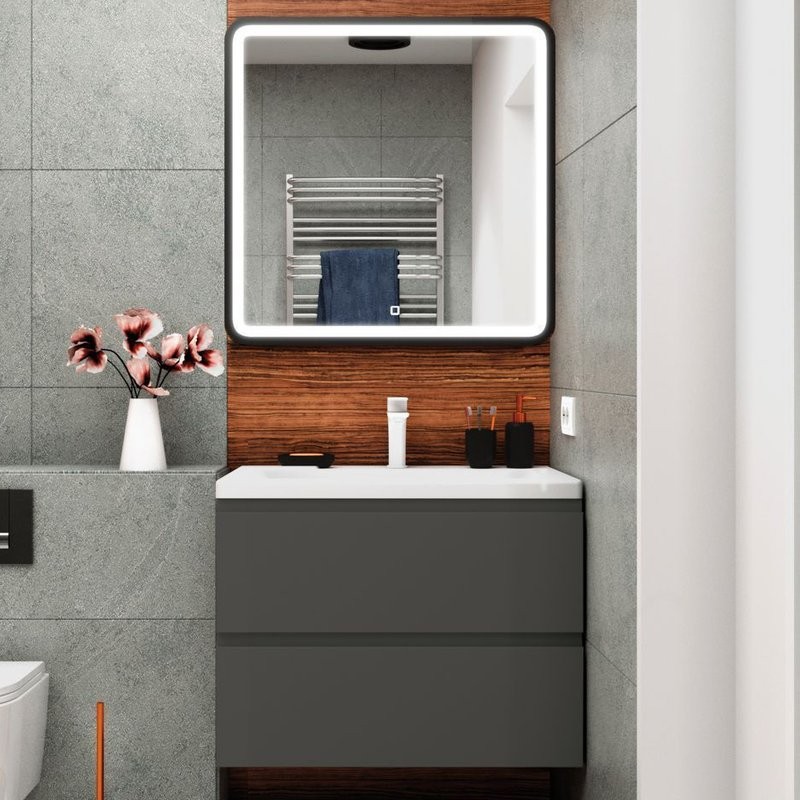 Мебель для ванной комнаты Art&Max Bianchi 75, подвесная, серая матовая