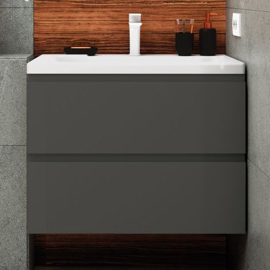 Мебель для ванной комнаты Art&Max Bianchi 75, подвесная, серая матовая