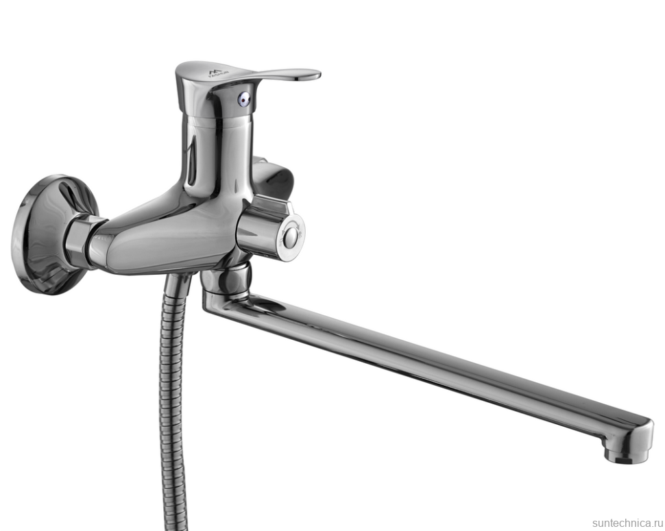 Смеситель с длинным изливом для ванны Fashun A2228 хром