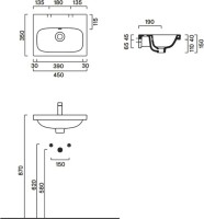 Раковина подвесная Catalano Alvea 620450001 45 глянцевая белая, прямоугольная