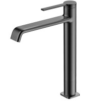 Смеситель для раковины высокий металл Gun Metal, AQUAme Asti AQM6414GM