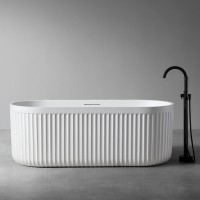 Ванна из искусственного камня Abber AM9925 170x75 см, отдельностоящая, матовая белая, овальная