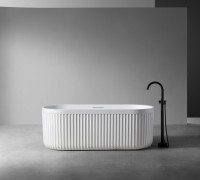 Ванна из искусственного камня Abber AM9925 170x75 см, отдельностоящая, матовая белая, овальная