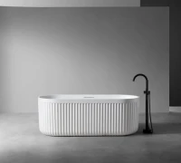 Ванна из искусственного камня Abber AM9925 170x75 см, отдельностоящая, матовая белая, овальная