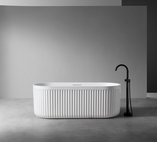 Ванна из искусственного камня Abber AM9925 170x75 см, отдельностоящая, матовая белая, овальная