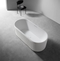 Ванна из искусственного камня Abber AM9925 170x75 см, отдельностоящая, матовая белая, овальная