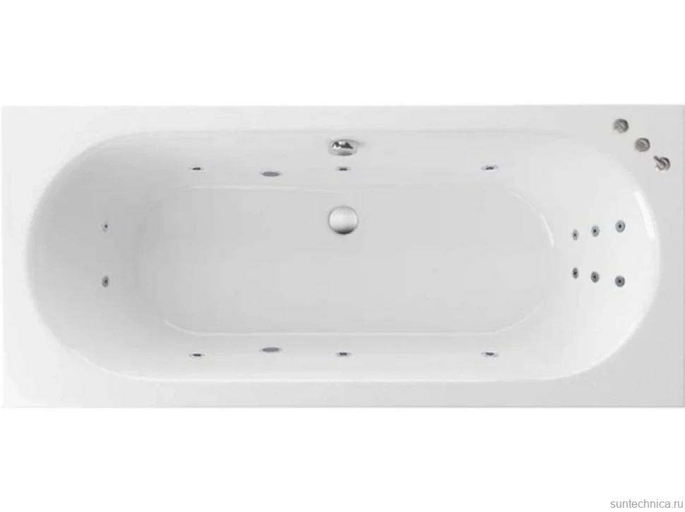 Акриловая ванна Excellent Oceana Slim WAEX.OCE17S.SMART 170x75 см, встраиваемая, с гидромассажем, белая, с каркасом, со сливом-переливом