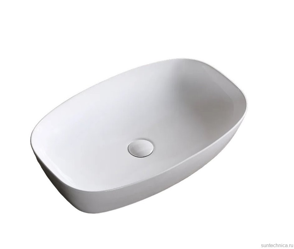 Накладная раковина Ceruttispa CR0063, 60 глянцевая белая, прямоугольная, фаянс