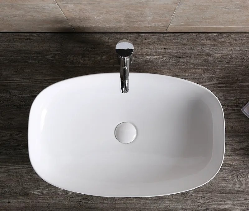 Накладная раковина Ceruttispa CR0063, 60 глянцевая белая, прямоугольная, фаянс