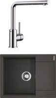 Комплект Мойка Omoikiri Daisen 65 черная + Смеситель Blanco Mila 524213