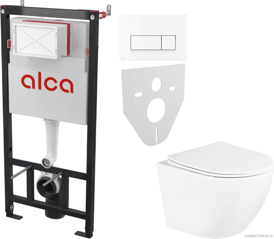 Комплект Унитаз подвесной BelBagno Uno + Инсталляция AlcaPlast AM101/1120-4:1 RU M570-0001 кнопка смыва белая