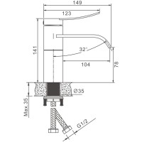 Смеситель для раковины BELZ B812 B10812-3 оружейная сталь