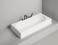 Ванна из искусственного камня Salini Ornella Kit 180x80 см, встраиваемая, белая, на ножках, со сливом-переливом