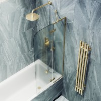 Шторка на ванну Maybahglass MGV-661-3 69 см, профиль золото, стекло сатин