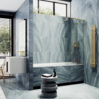 Шторка на ванну Maybahglass MGV-661-3 69 см, профиль золото, стекло сатин