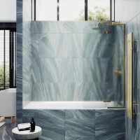 Шторка на ванну Maybahglass MGV-661-3 69 см, профиль золото, стекло сатин