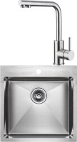 Комплект Мойка Paulmark Kroner PM215151-BS брашированная нержавеющая сталь + Смеситель Domaci Равенна DCB 7015 сатин
