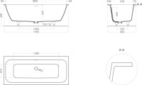 Ванна из искусственного камня Salini Orlanda Axis Kit S-Stone 190x80 см, встраиваемая, матовая белая, на ножках, со сливом-переливом