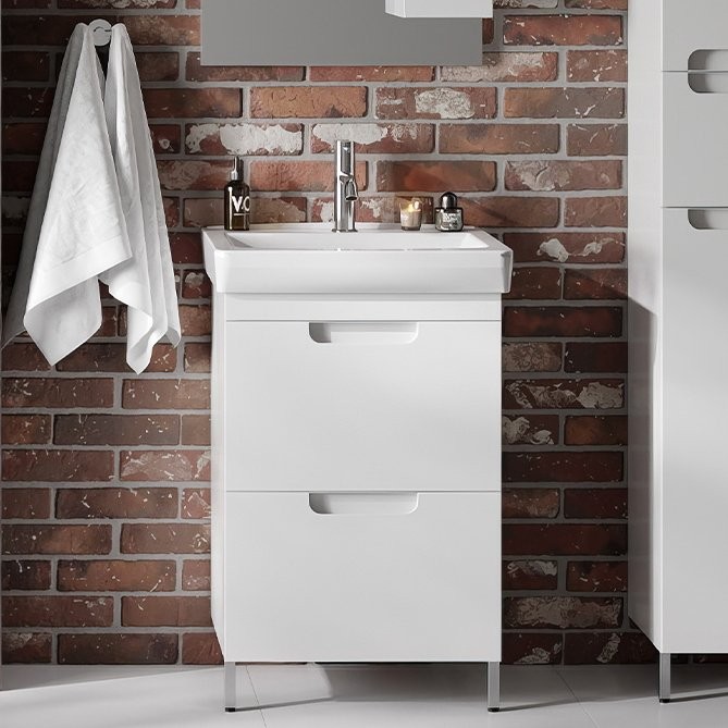 Тумба с раковиной Belux Мадейра Н 55-02 напольная, белая