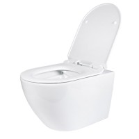 Комплект Унитаз подвесной BOND Oval F01-10Long удлиненный, безободковый, с микролифтом, белый + Инсталляция VitrA V-Fix Core 732-5800-01PV + Кнопка Root Round 740-2295 никель