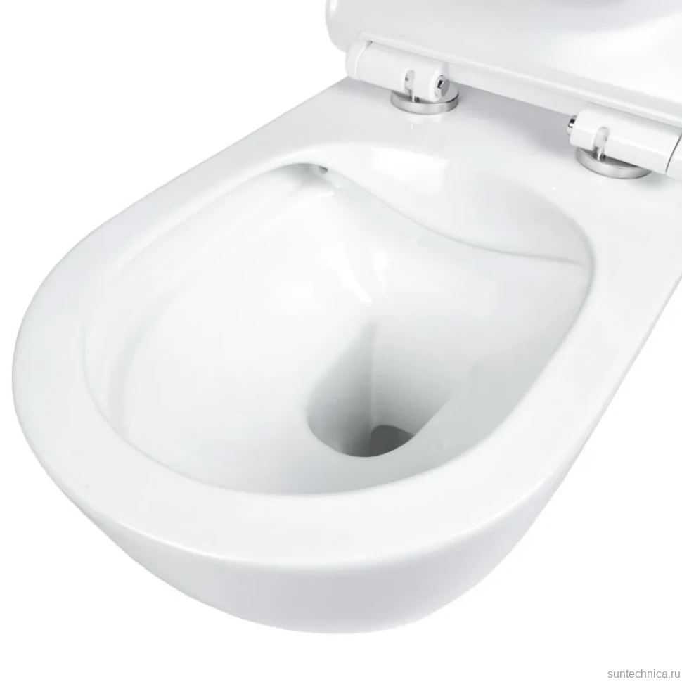 Комплект Унитаз подвесной BOND Oval F01-10Long удлиненный, безободковый, с микролифтом, белый + Инсталляция VitrA V-Fix Core 732-5800-01PV + Кнопка Root Round 740-2295 никель