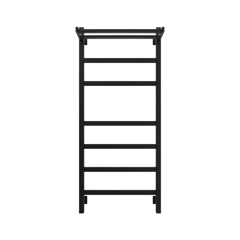 Полотенцесушитель электрический Grota Tela 530х1200 RAL9005 EL 120x55 см, подключение справа, слева, скрытое подключение справа, матовый черный, лесенка, из стали, с полкой