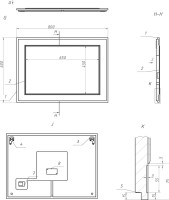 Мебель для ванной комнаты La Fenice Cubo 80 подвесная, серая, ручка черная, столешница белый мрамор, раковина матовая белая