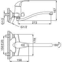 Смеситель с длинным изливом для ванны Frap H03 F2203 хром Смеситель с длинным изливом для ванны Frap H03 F2203 хром