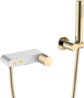 Смеситель для ванны с душем Boheme Stick 123-WG.2 white touch gold