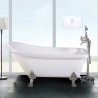 Акриловая ванна Ceruttispa Vito 9320 155x75 см, отдельностоящая, белая, овальная, на ножках, со сливом-переливом