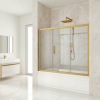 Шторка на ванну Kubele DE019 P3-CLN-BR 180х150 см, профиль бронза