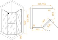 Душевой уголок RGW Passage PA-82B 100х100 см, профиль черный, стекло прозрачное