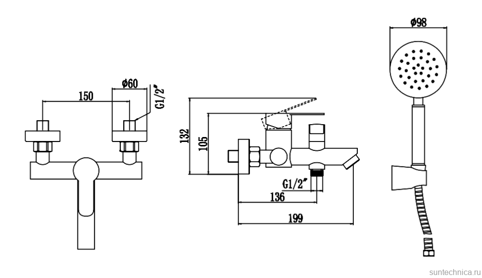 Смеситель для ванны с душем Fmark FS8204H черный