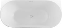 Акриловая ванна BelBagno BB412 170x80 см, пристенная, белая матовая, овальная, со сливом-переливом, с донным клапаном, фурнитура белая