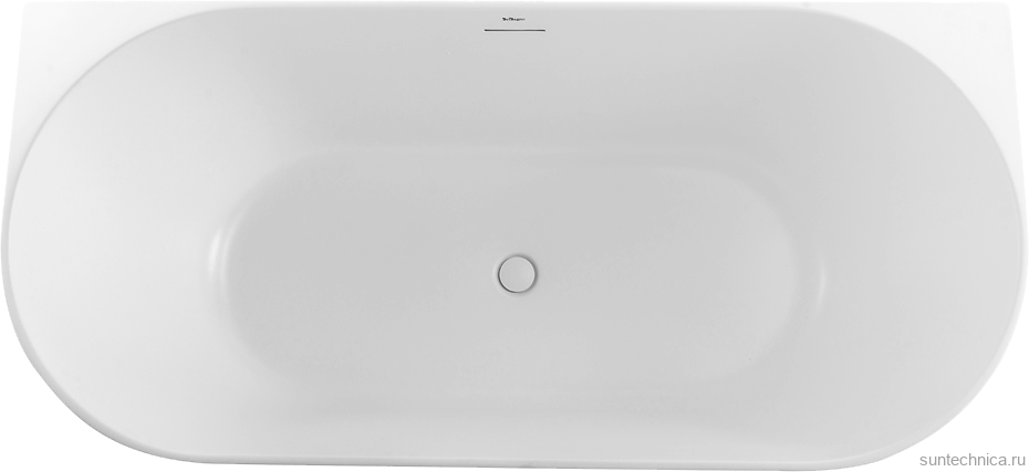 Акриловая ванна BelBagno BB412 170x80 см, пристенная, белая матовая, овальная, со сливом-переливом, с донным клапаном, фурнитура белая