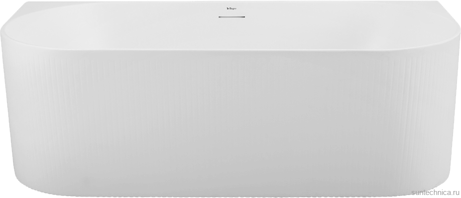 Акриловая ванна BelBagno BB412 170x80 см, пристенная, белая матовая, овальная, со сливом-переливом, с донным клапаном, фурнитура белая