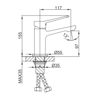 Смеситель для раковины Frap H62 F1062-9 оружейная сталь Смеситель для раковины Frap H62 F1062-9 оружейная сталь