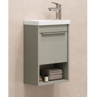 Тумба с раковиной AQUATON Хоуп 40 подвесная, 1 ящик, хаки