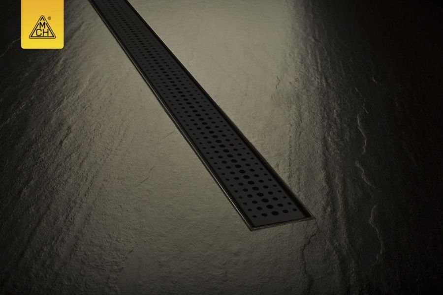 Душевой трап (лоток) MCH Chudej Basik CH550BC 55 см, решетка матовая черная, с сифоном