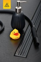 Душевой трап (лоток) MCH Chudej Basik CH550BC 55 см, решетка матовая черная, с сифоном