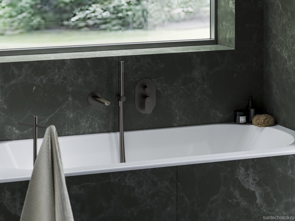 Встраиваемый смеситель для душа и ванны Ravak Eleganta EL 065.20GB.O2 брашированный графит