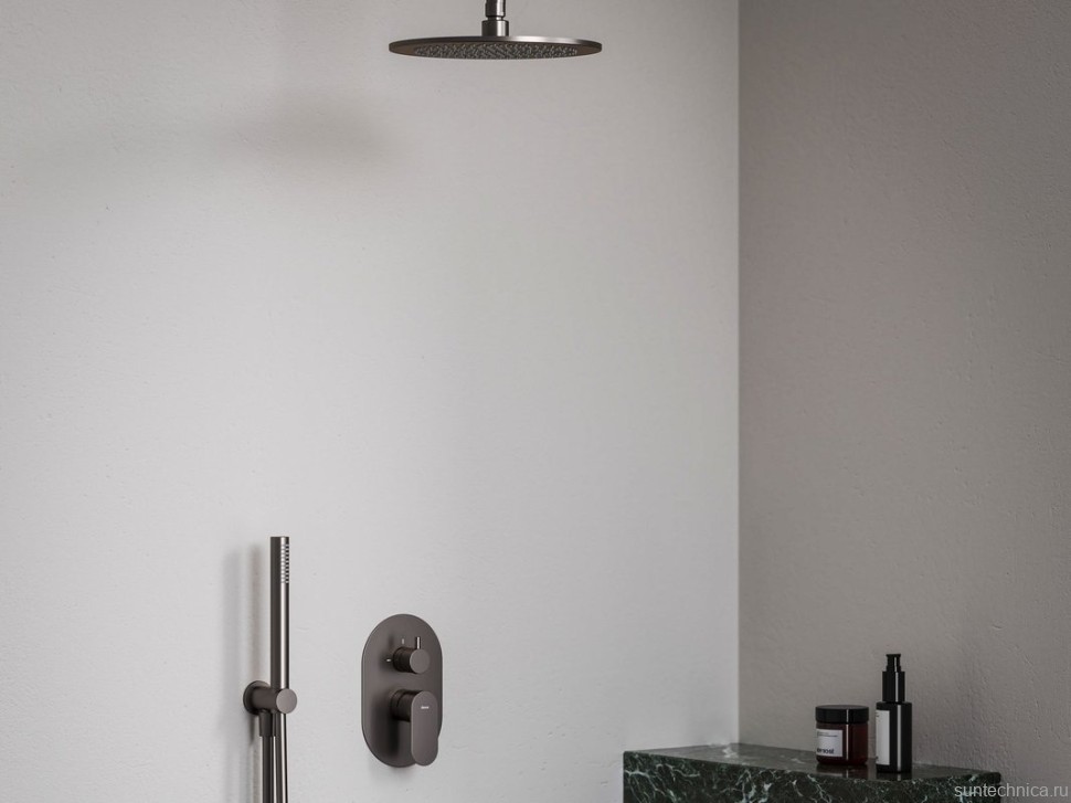 Встраиваемый смеситель для душа и ванны Ravak Eleganta EL 065.20GB.O2 брашированный графит