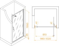 Душевая дверь в нишу RGW Stilvoll SV-05B 100 см, профиль матовый черный, стекло smart line matt