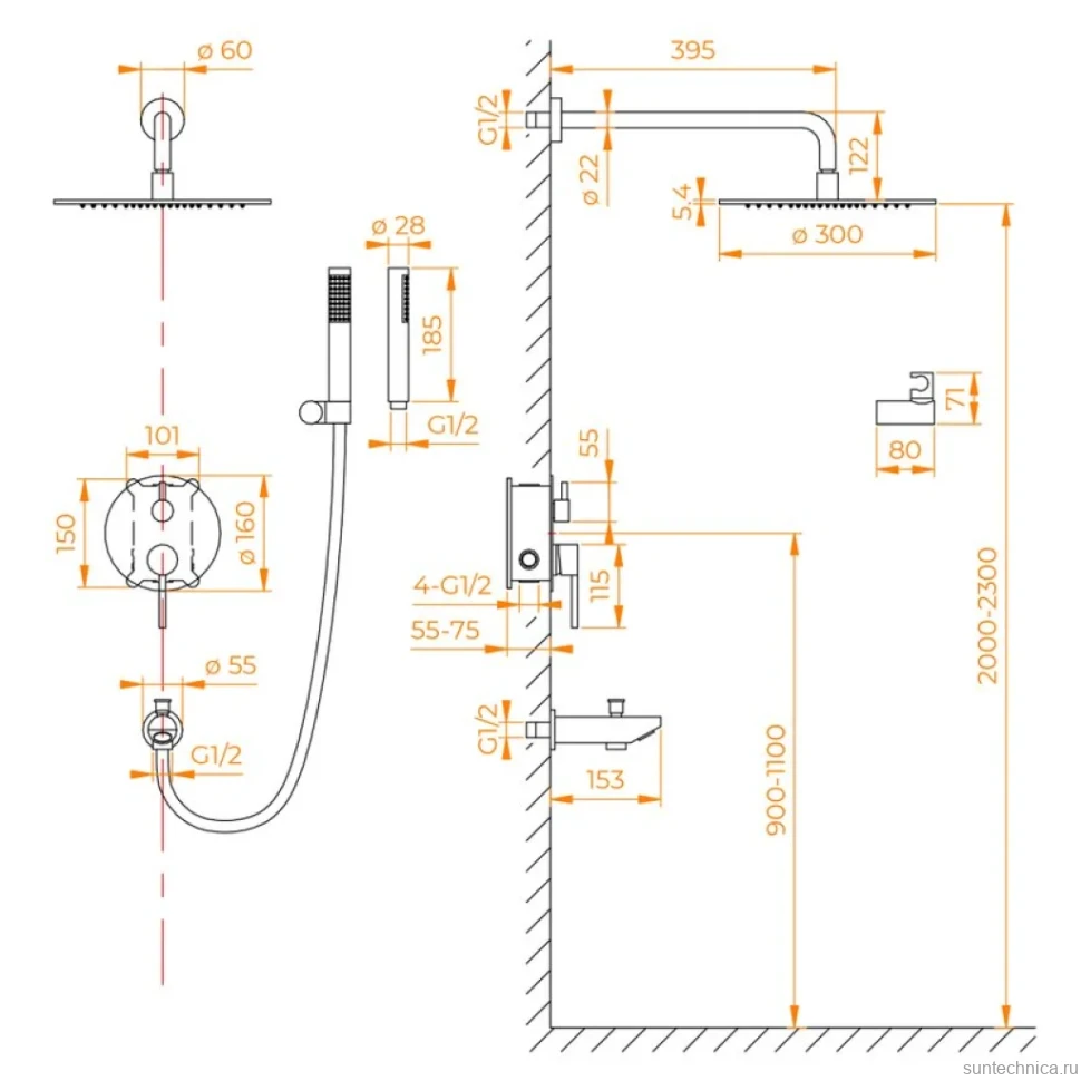 Душевой комплект RGW Shower Panels SP-52-1-B черный