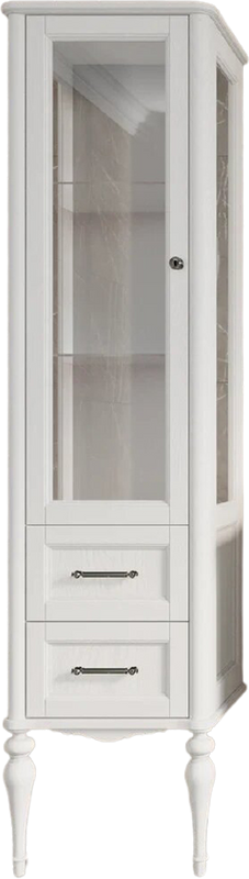 Шкаф пенал для ванной ValenHouse Эстетика L, витрина, белый, ручки хром