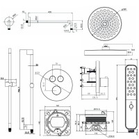 Душевая система скрытого монтажа для душа, лейка, верхний душ, хром AQUAme AQM8401CR