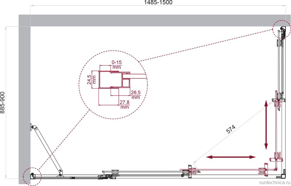 Душевой уголок BelBagno Luce AH-21-150/90-C-Cr профиль хром, стекло прозрачное